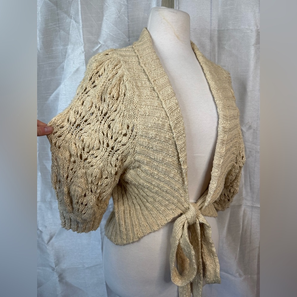 Elegant free people Cream cropped crochet Sweater - Picture 6 of 9